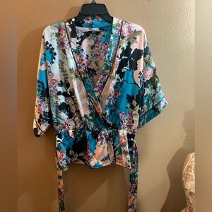 Guess Kimono Style Faux Wrap Blouse - L